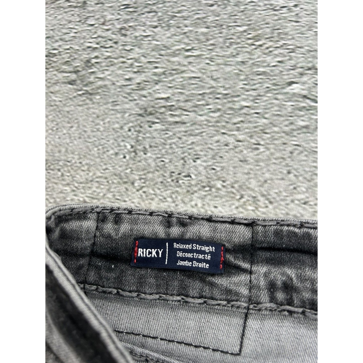 True Religion jeans grey black stitching Ricky Y2K