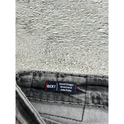 True Religion jeans grey black stitching Ricky Y2K