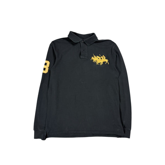 Chief Keef Polo Ralph Lauren Triple Big Pony Gold longsleeve black