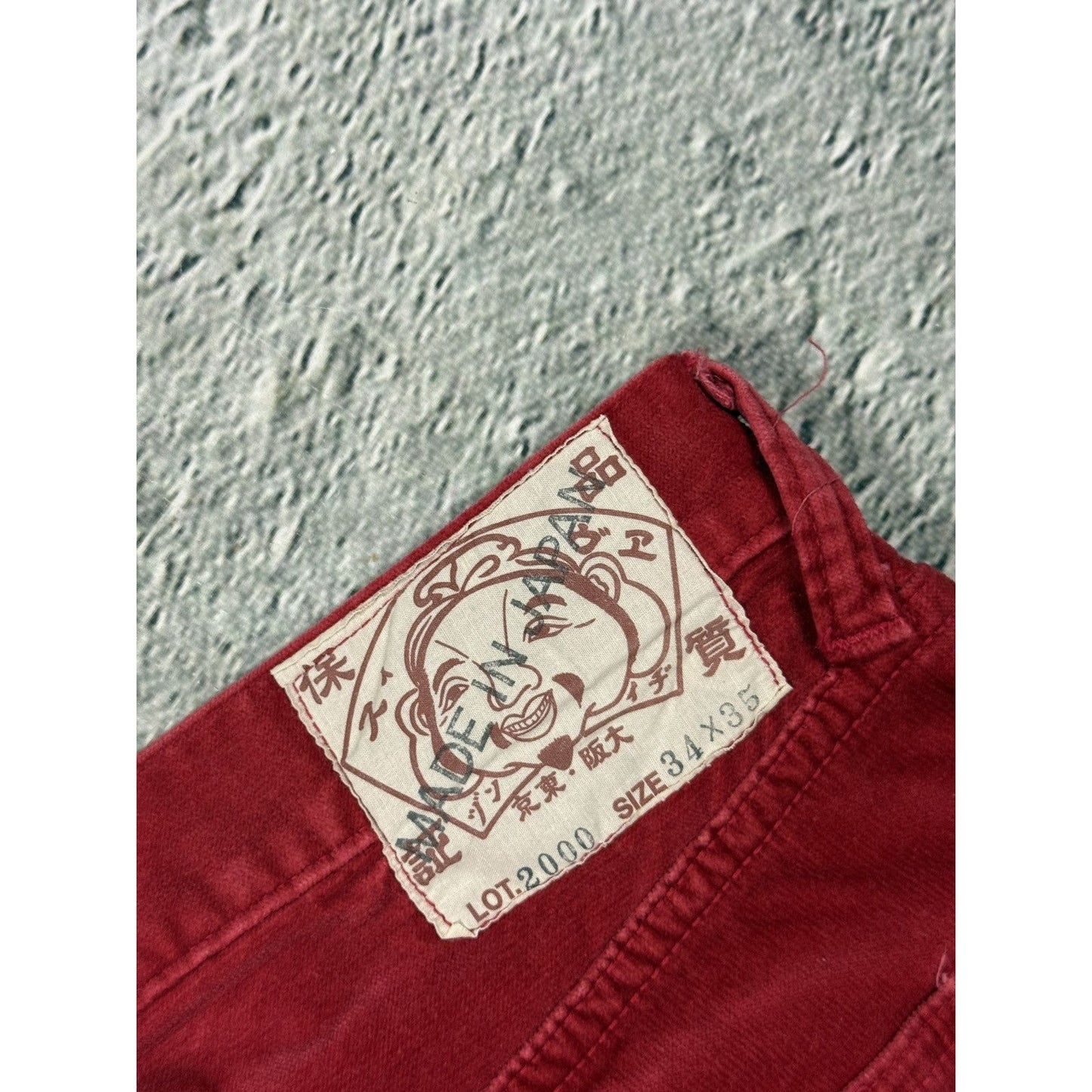 Evisu red pants jeans made in japan vintage