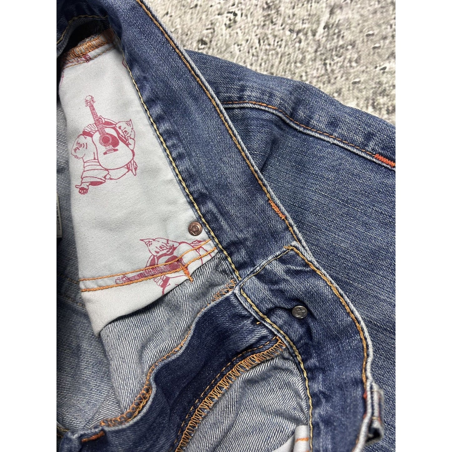 True Religion blue jeans contrast stitching Billy flared Y2K