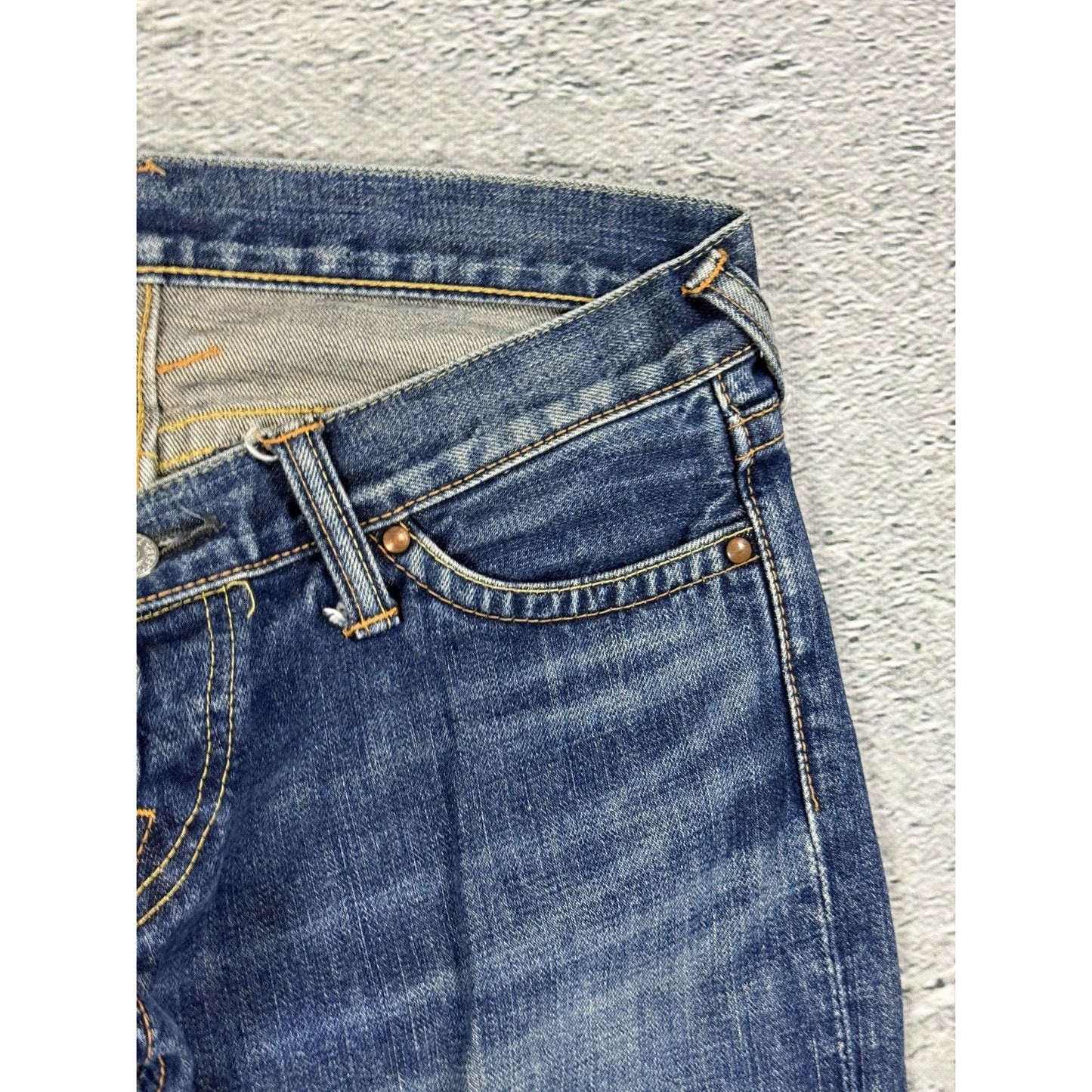 Evisu Donna jeans bootcut zip pockets white vintage