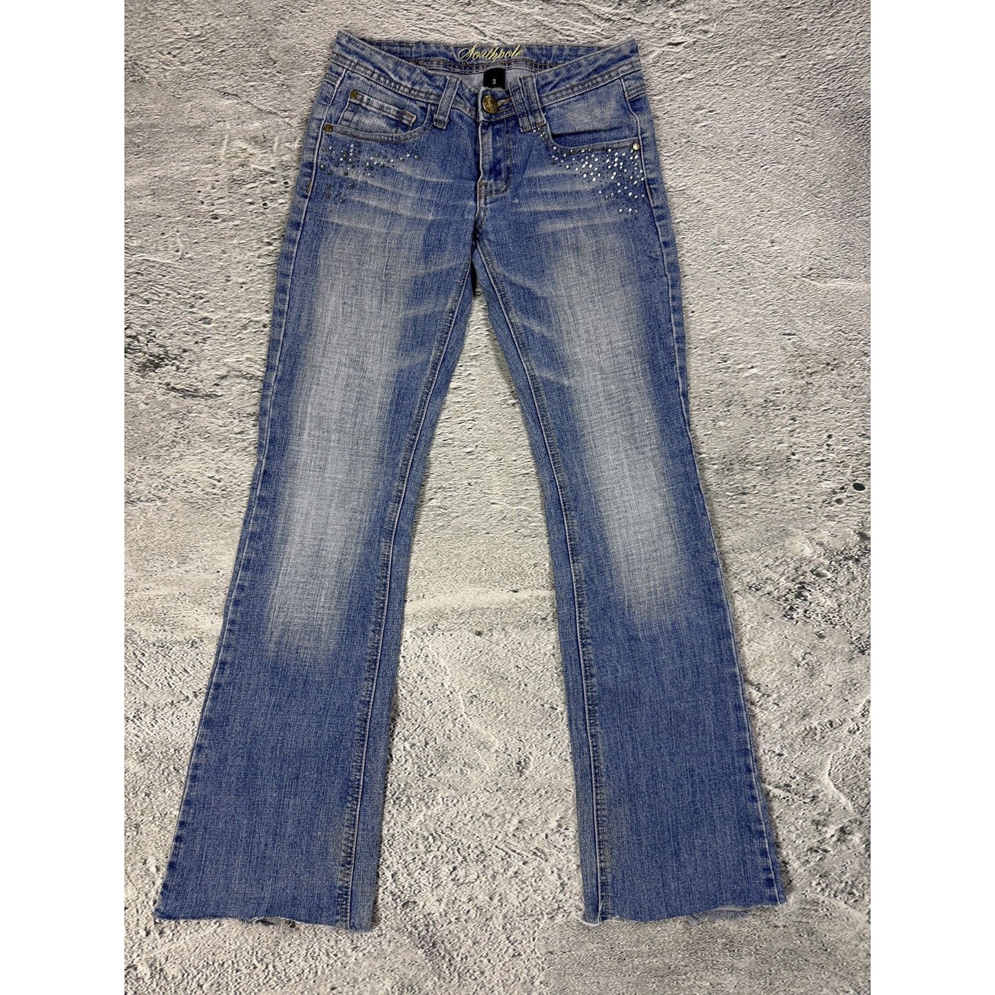 Southpole flared jeans denim pants Y2K rhinestones