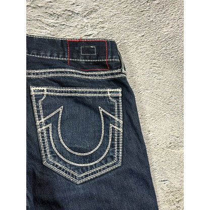 True Religion navy blue jeans white thick stitching Y2K Bobby