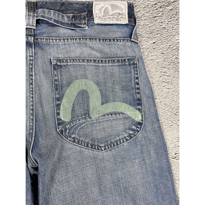 Evisu x Puma vintage baby blue jeans mint seagulls baggy