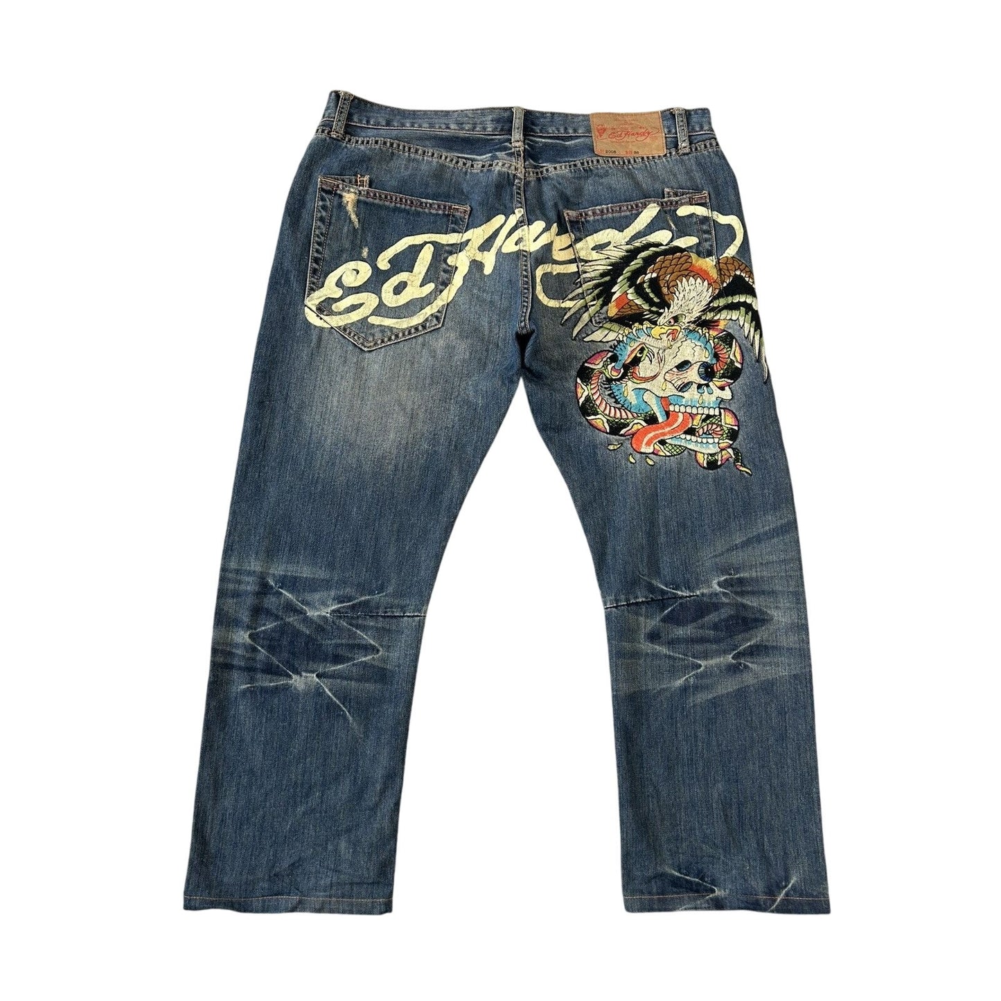 Ed Hardy Christian Audigier vintage jeans big logo pants