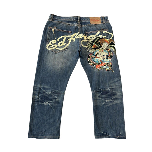 Ed Hardy Christian Audigier vintage jeans big logo pants