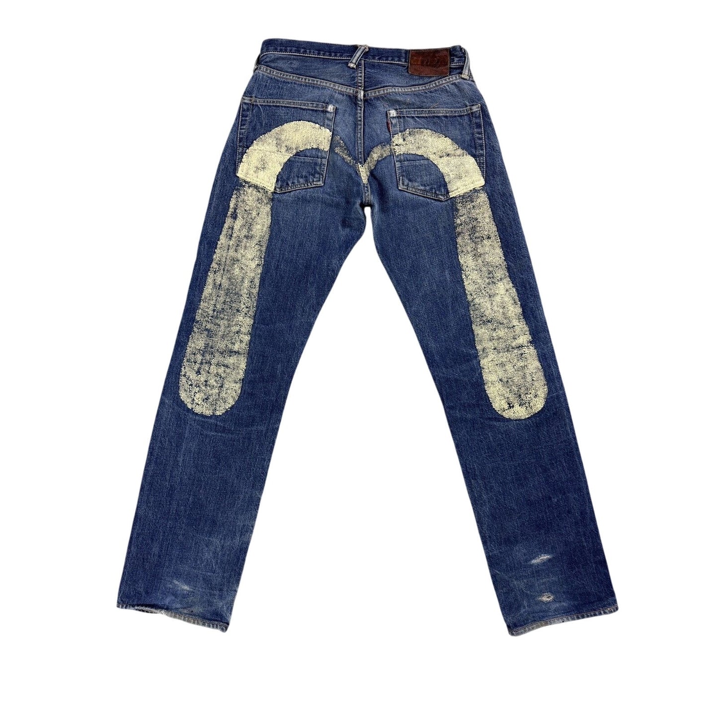 Evisu jeans yellow daicock big logo blue selvedge denim