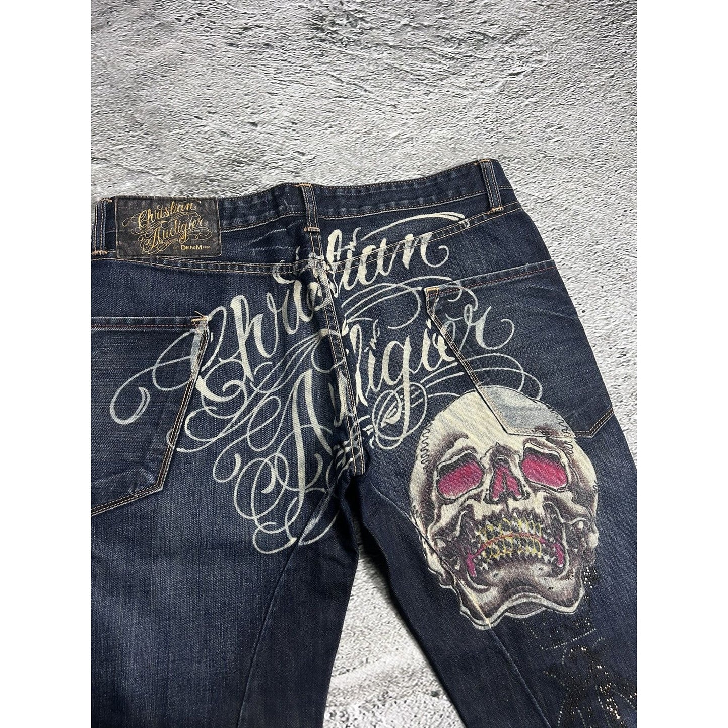 Ed Hardy Christian Audigier vintage jeans big logo pants