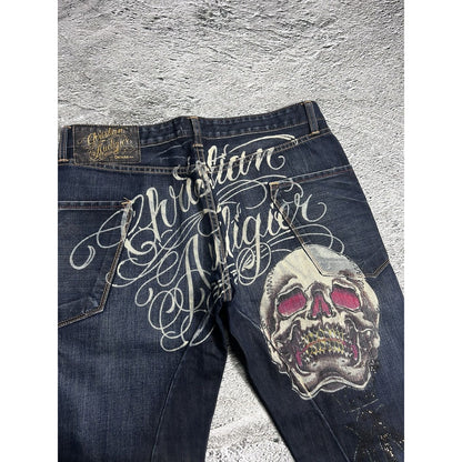 Ed Hardy Christian Audigier vintage jeans big logo pants