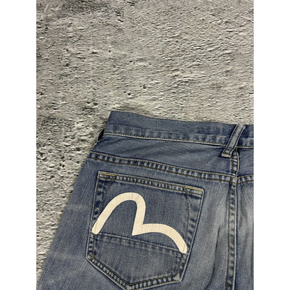 Evisu Genes jeans vintage denim baby blue white seagull Y2K