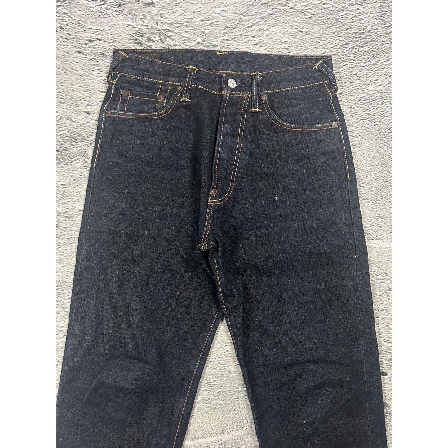 Evisu jeans daicock big logo yellow selvedge denim