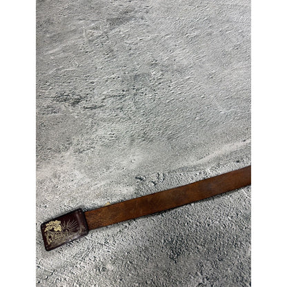 Diesel leather belt big buckle Y2K brown