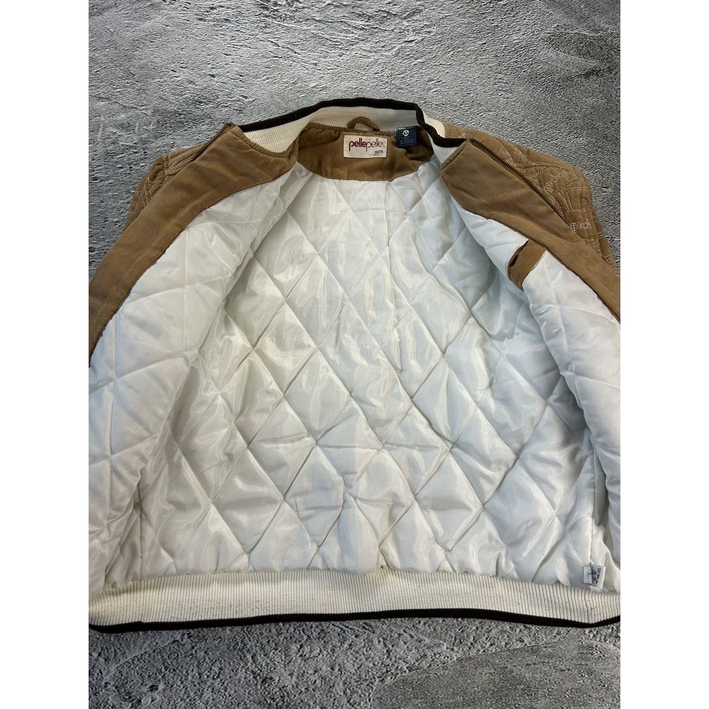 Pelle Pelle jacket big logo 90s brown bomber varsity quilted
