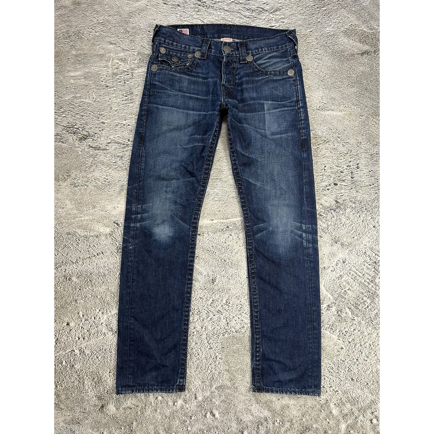 True Religion navy jeans black thick stitching Jack Big QT