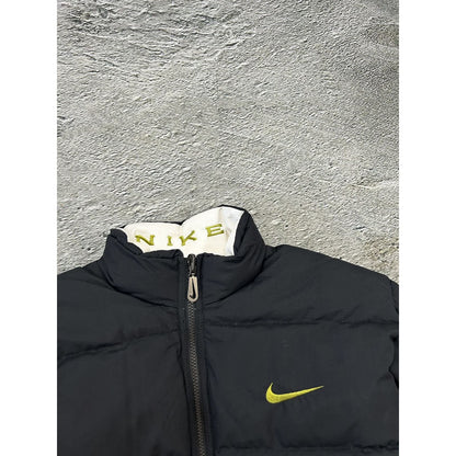 Nike black puffer jacket big logo reversible vintage 90s