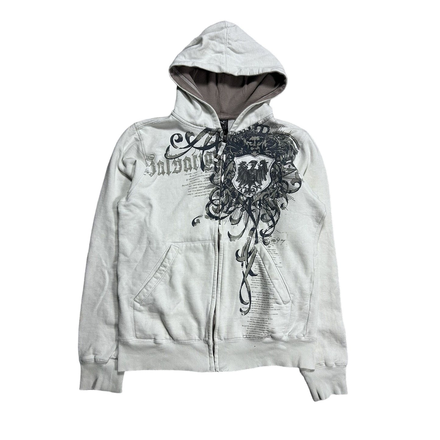 Y2K vintage zip hoodie white big logo opium