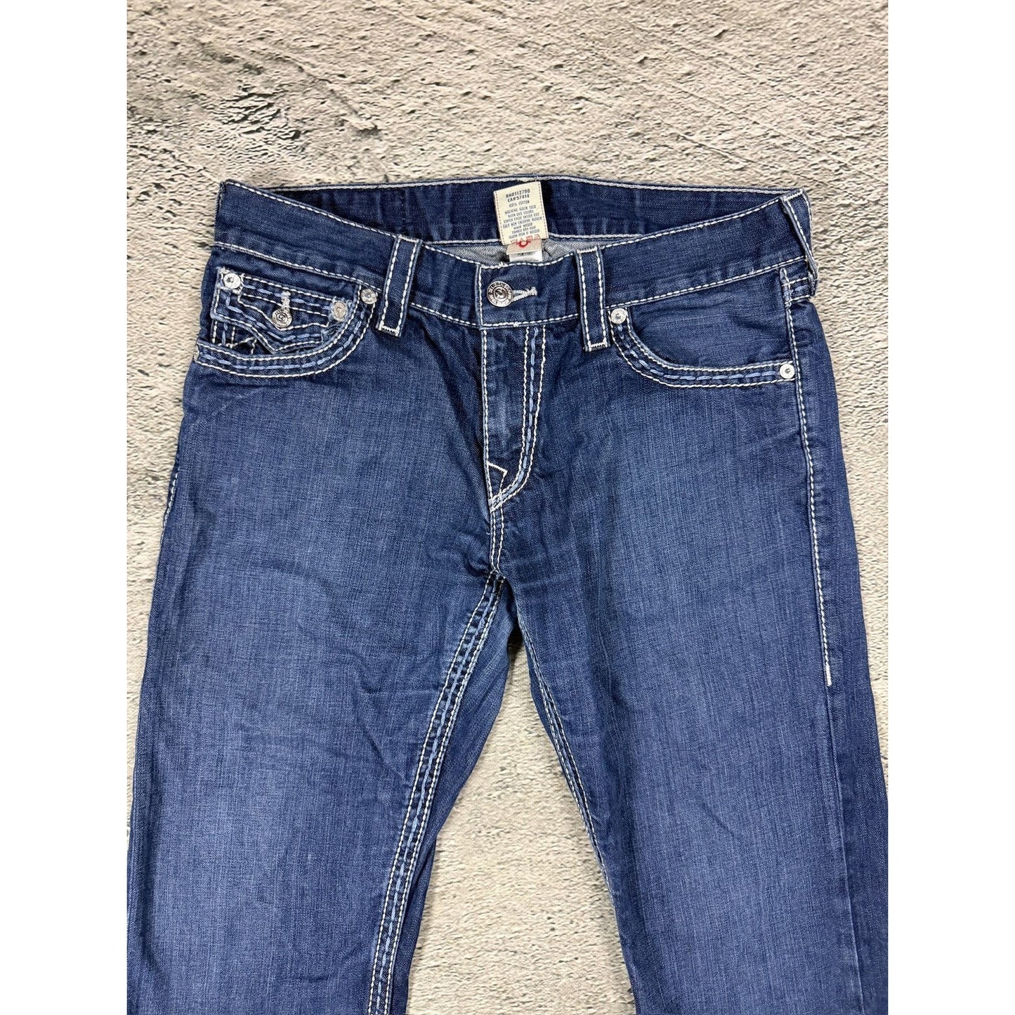 True Religion blue jeans white stitching Y2K bootcut