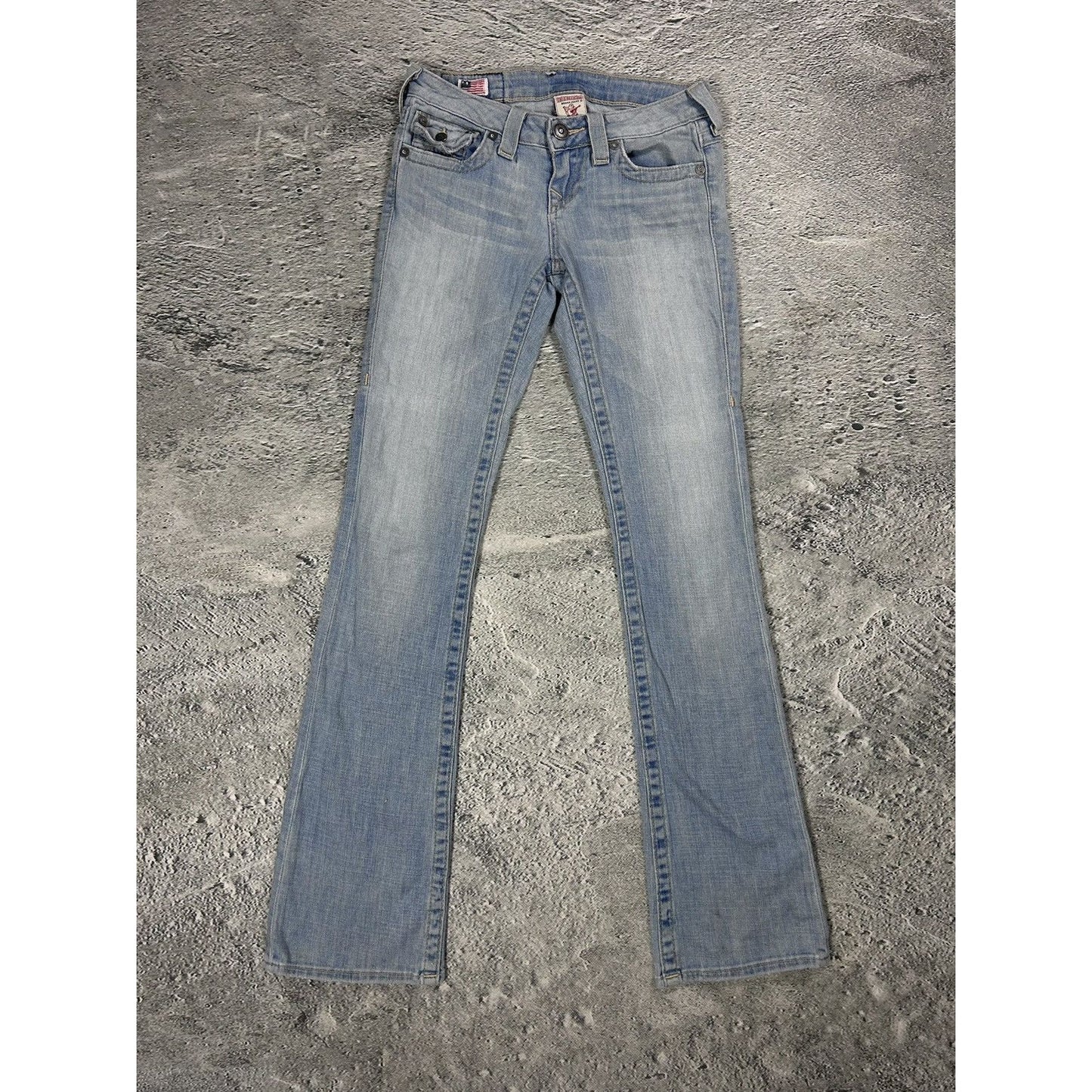 True Religion blue jeans hippie flared bootcut stitching