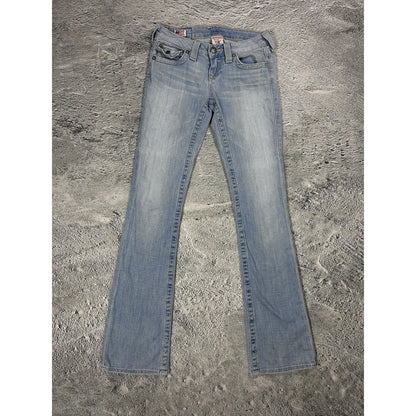 True Religion blue jeans hippie flared bootcut stitching