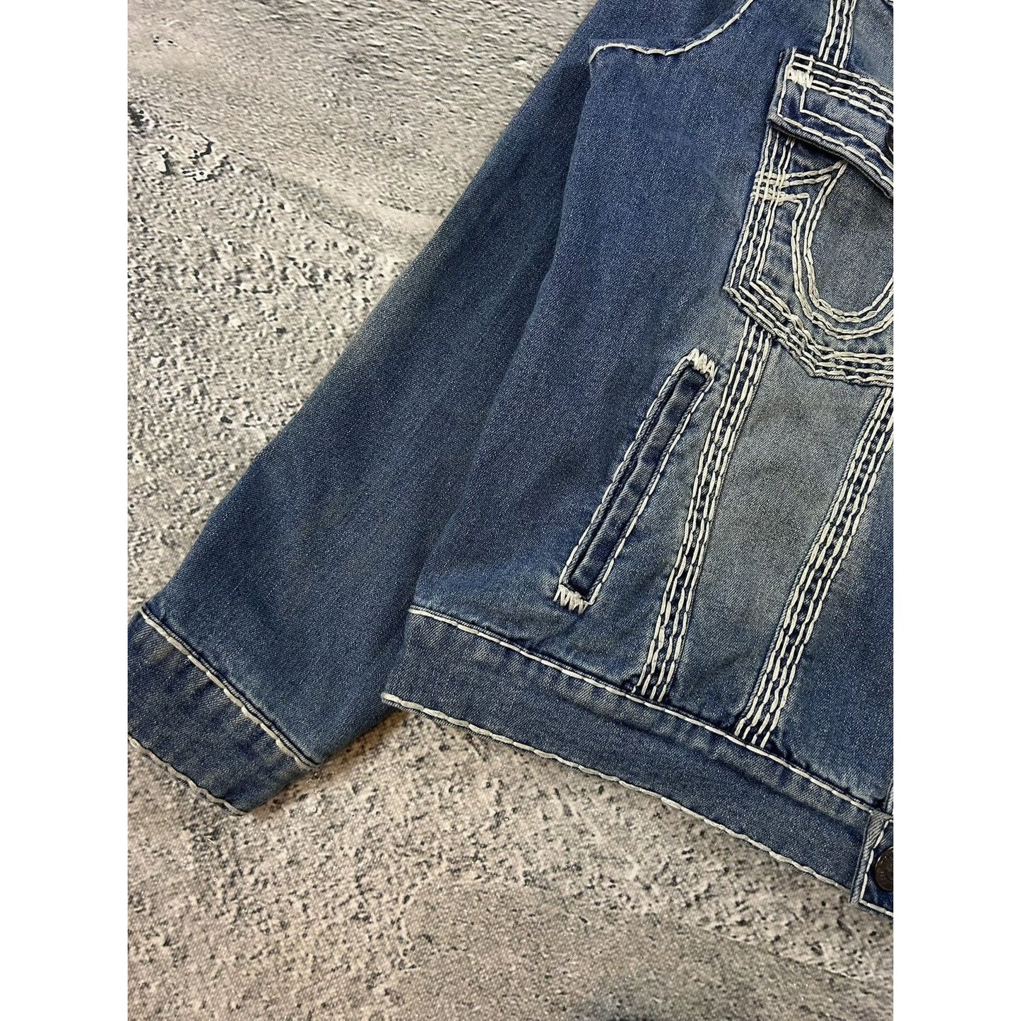 True Religion denim jacket trucker washed White stitching
