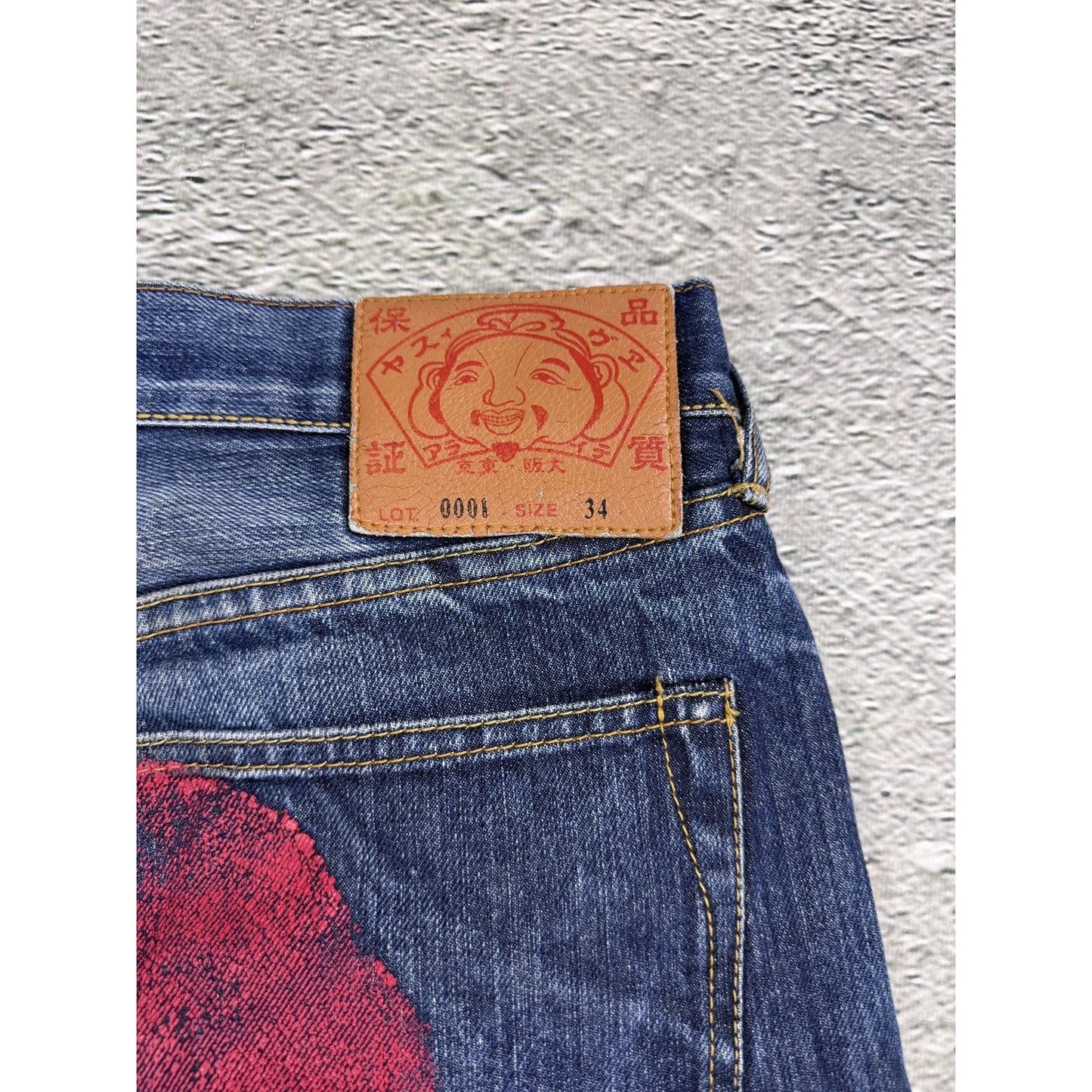 Evisu jeans daicock big logo red selvedge denim