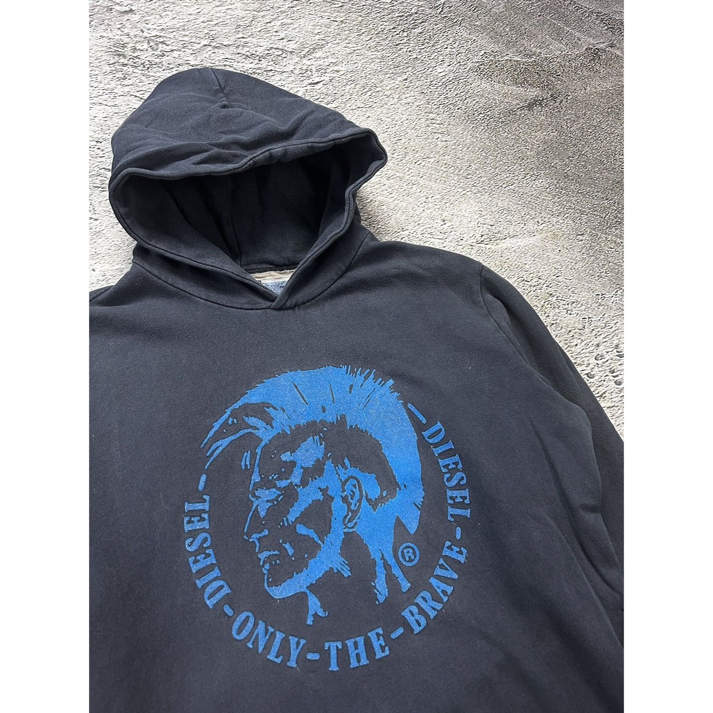 Diesel vintage navy hoodie big logo blue face