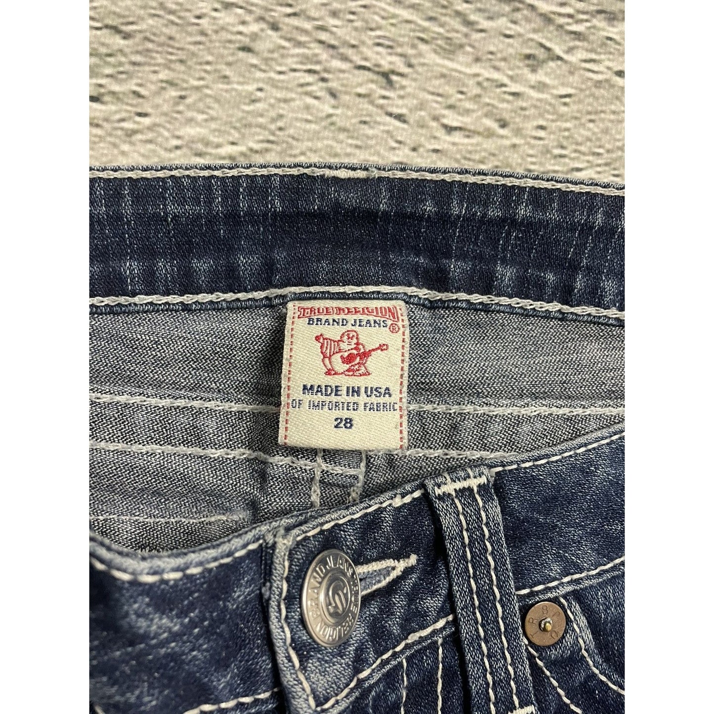 True Religion blue jeans flared bootcut stitching becky