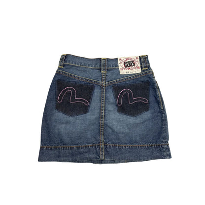 Evisu skirt mini vintage denim red seagulls Y2K