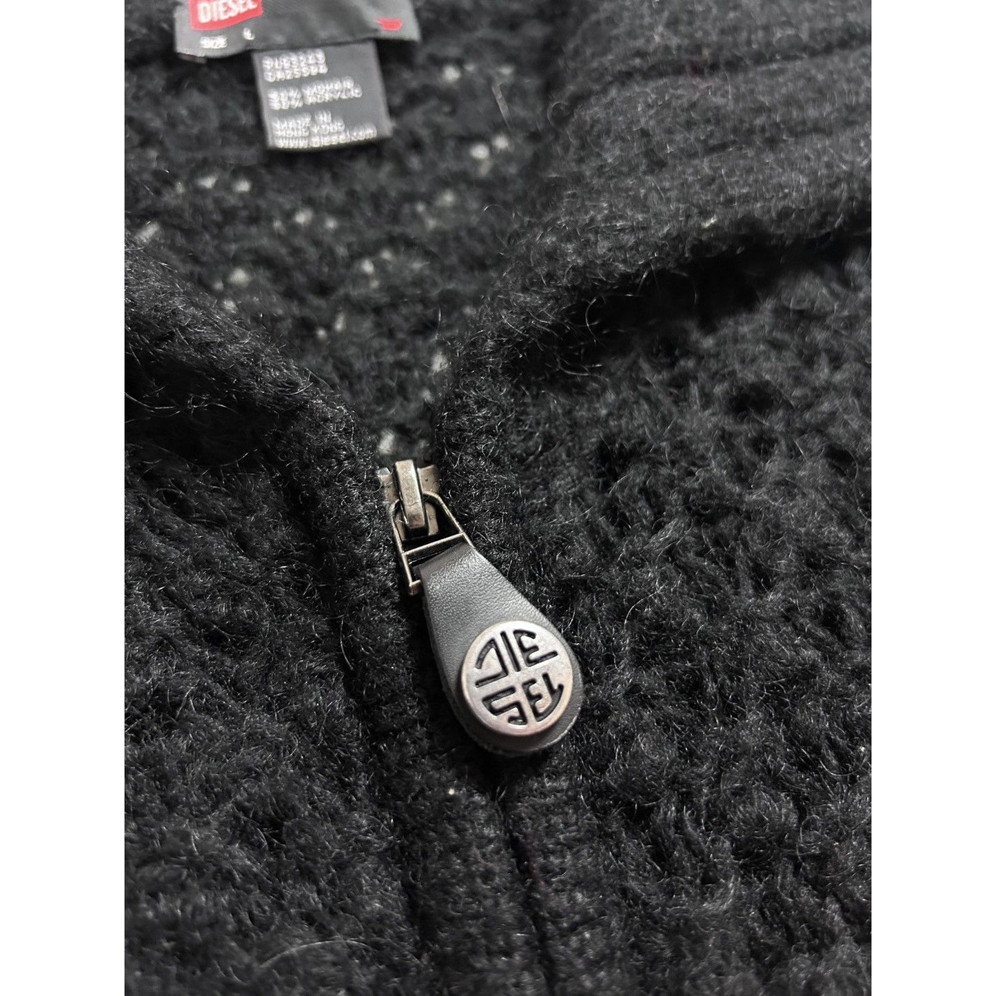 Diesel cardigan vintage zip sweater black Y2K avantgarde
