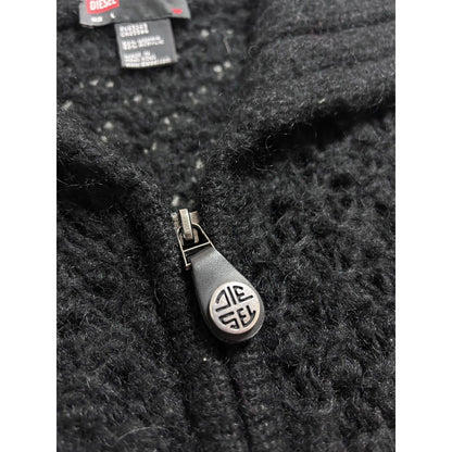Diesel cardigan vintage zip sweater black Y2K avantgarde