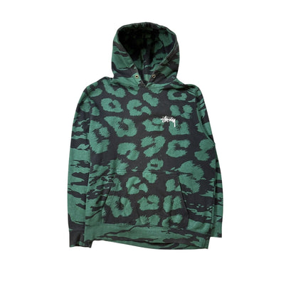 Stussy hoodie camo green black tiger skull pink big logo