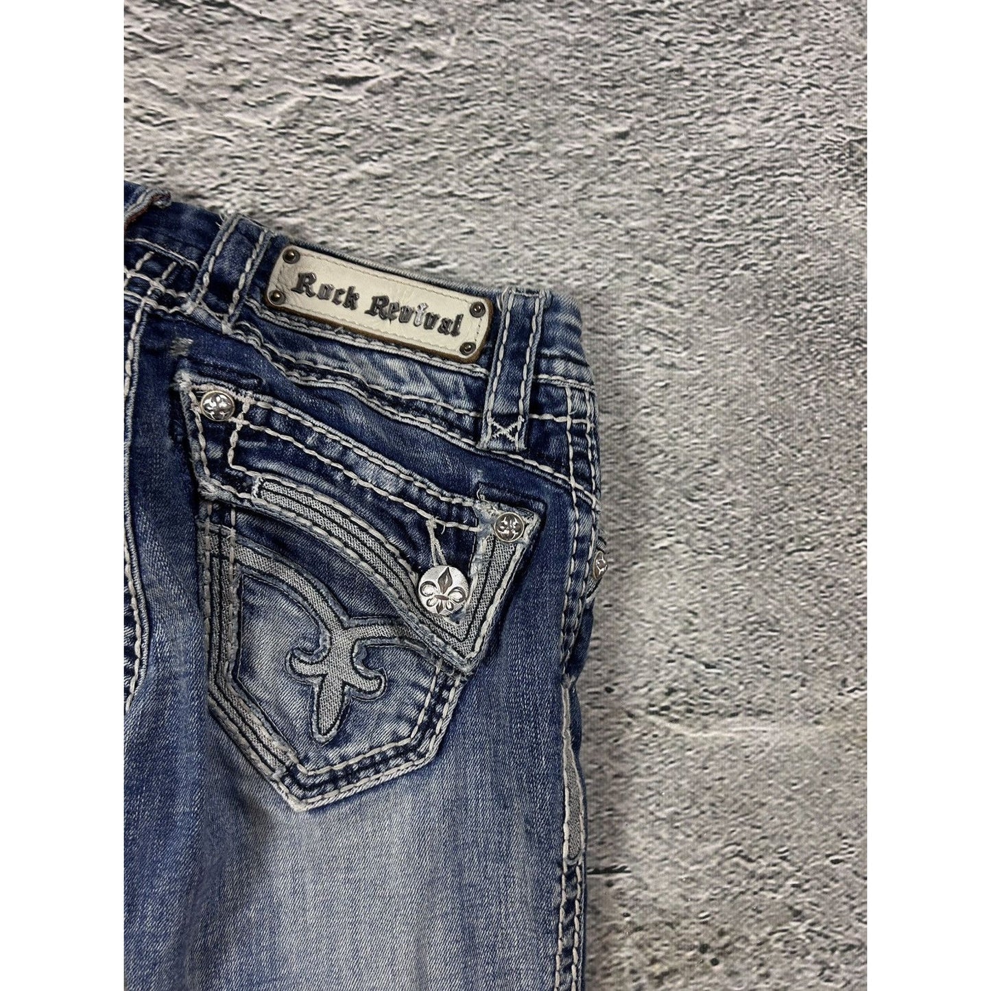 Rock Revival rhinestone glitter jeans Y2K flared denisa