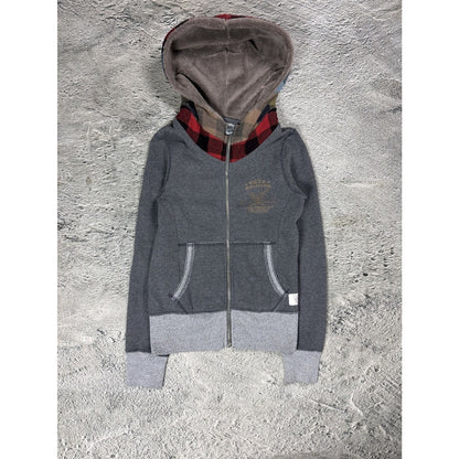 True Religion zip hoodie gray patchwork studded