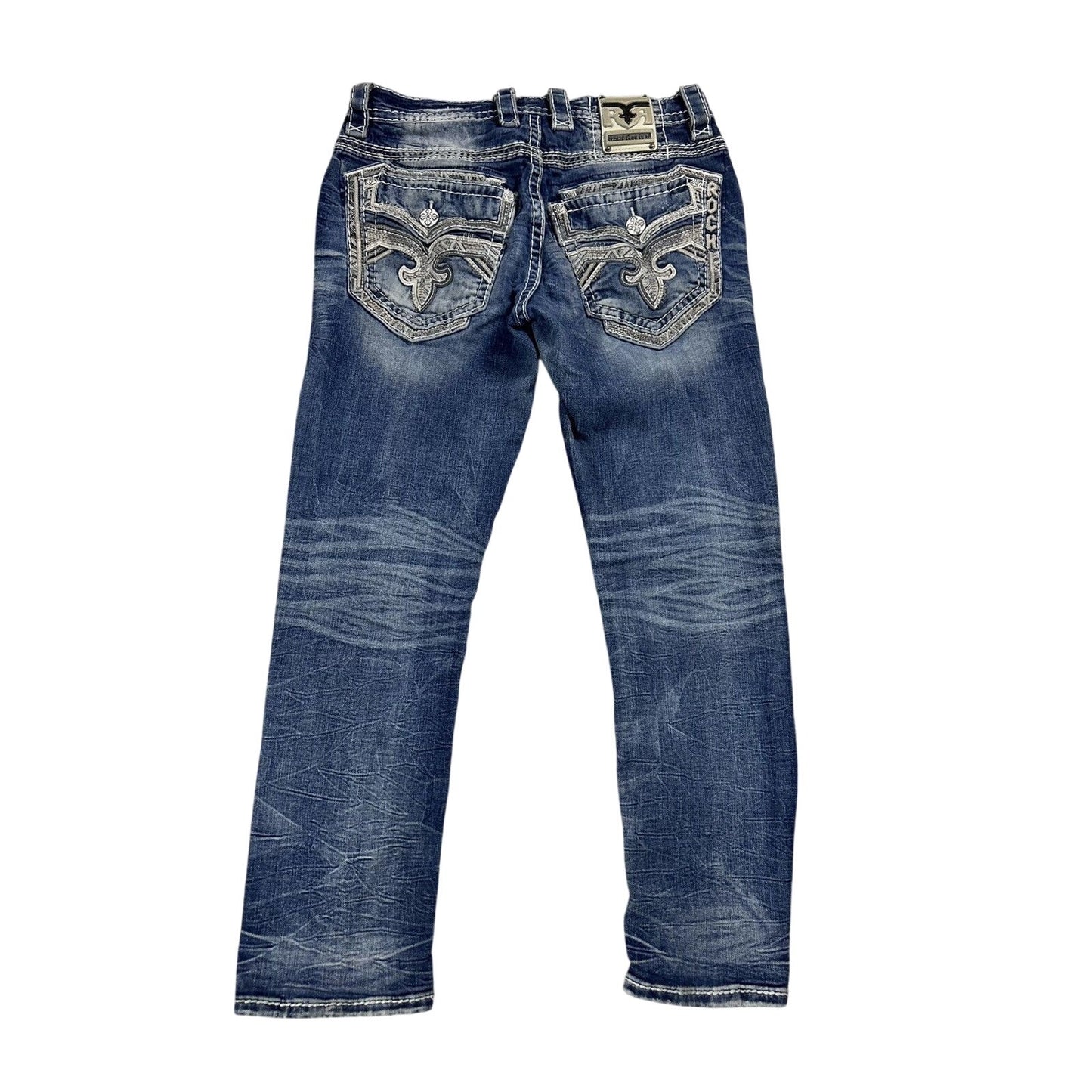 Rock Revival vintage jeans blue white stitching Y2K