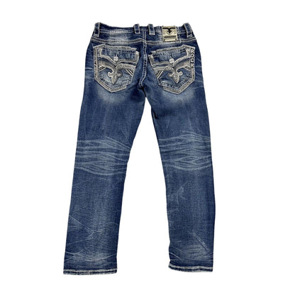 Rock Revival vintage jeans blue white stitching Y2K