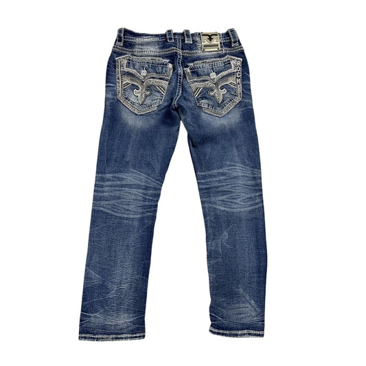 Rock Revival vintage jeans blue white stitching Y2K