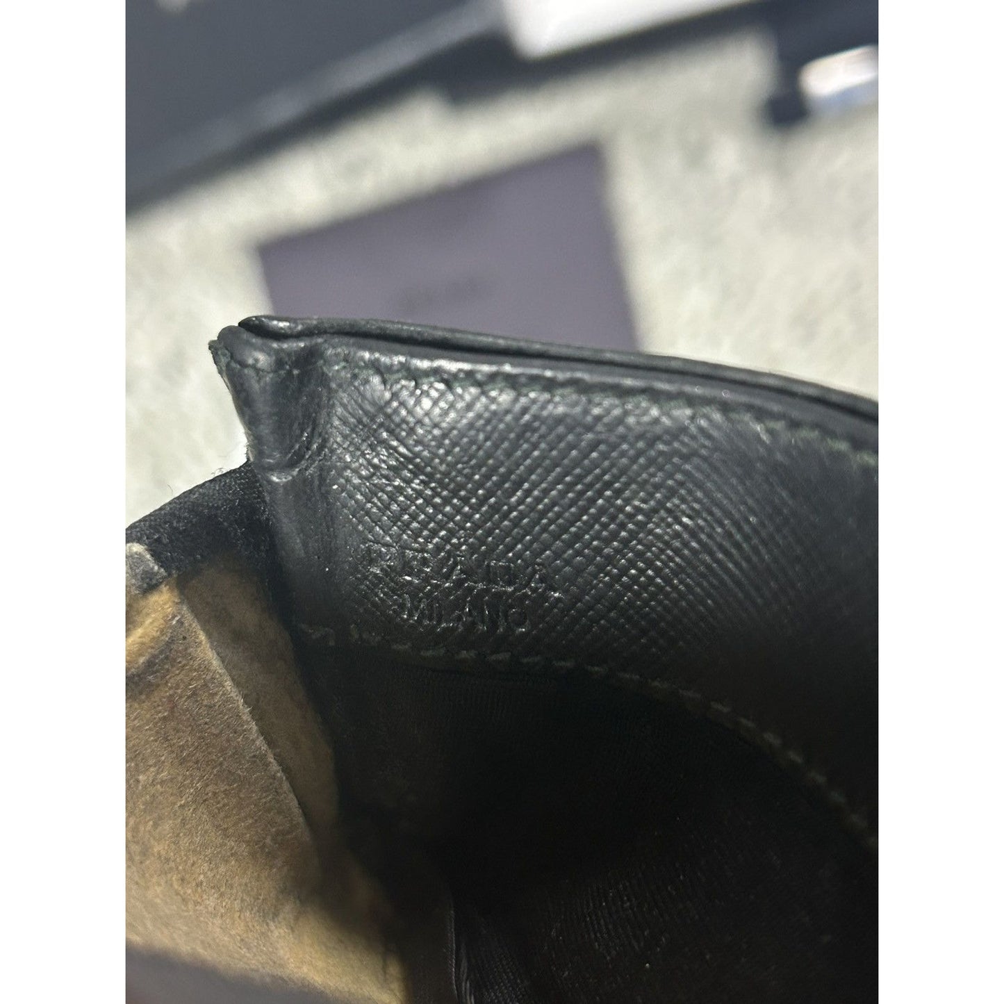 Prada leather cardholder black vintage small OG ALL