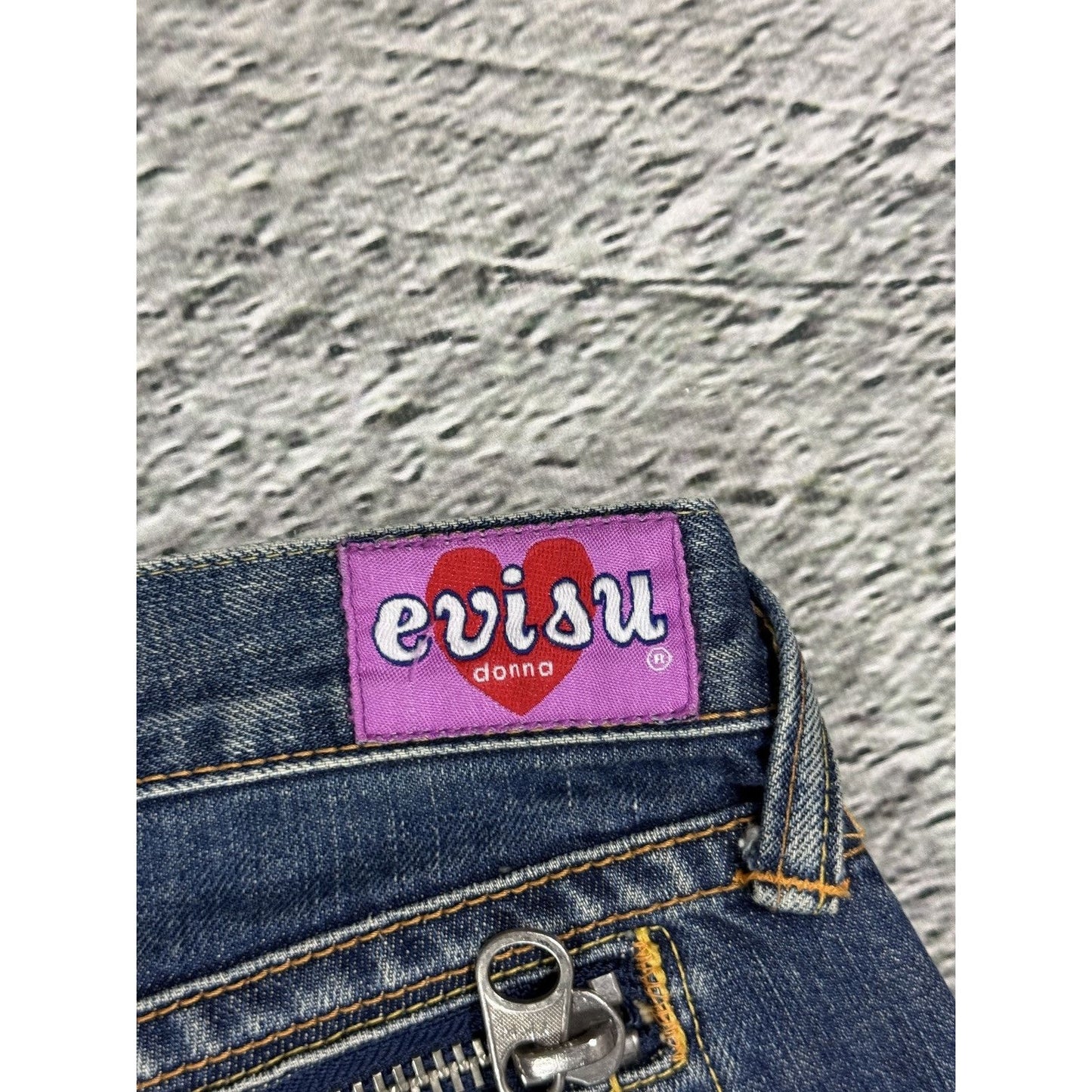 Evisu Donna jeans bootcut zip pockets white vintage