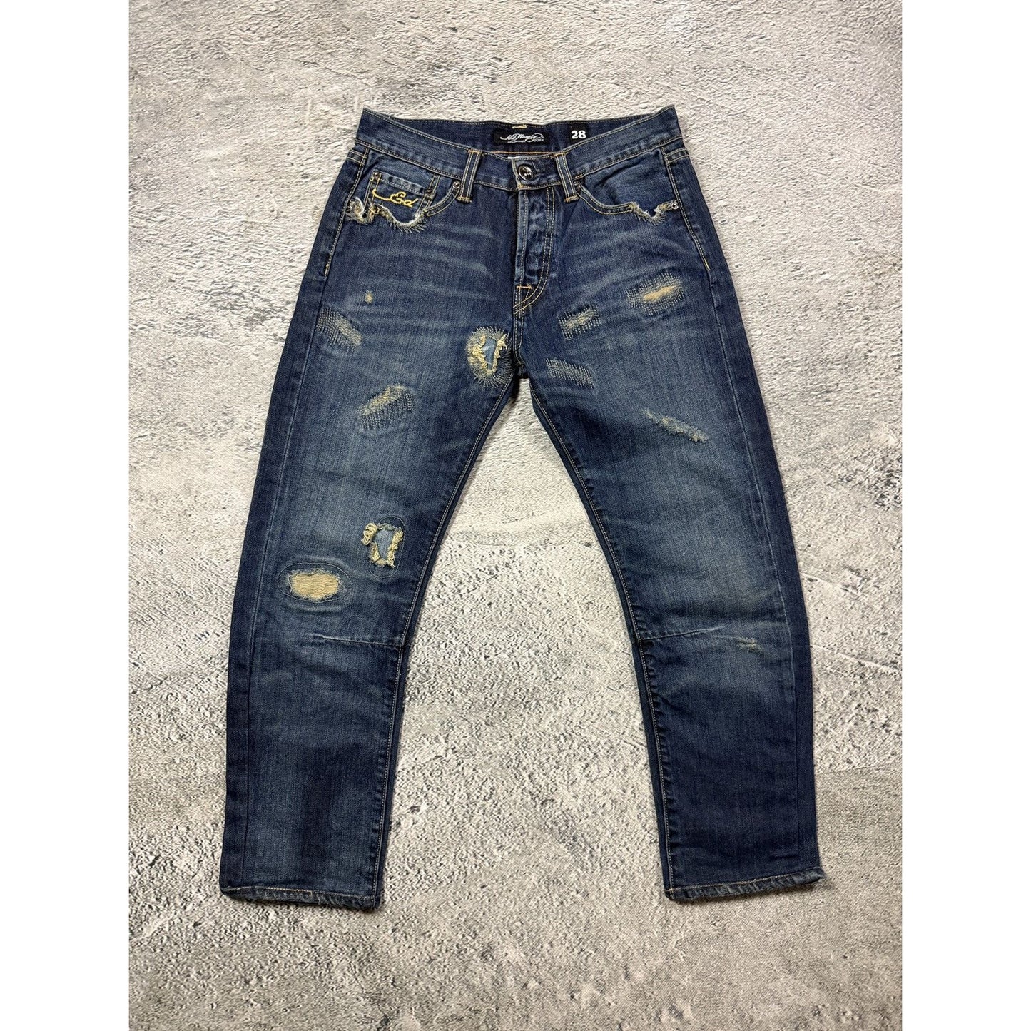 Ed Hardy vintage jeans tigers embroidered big logo pants