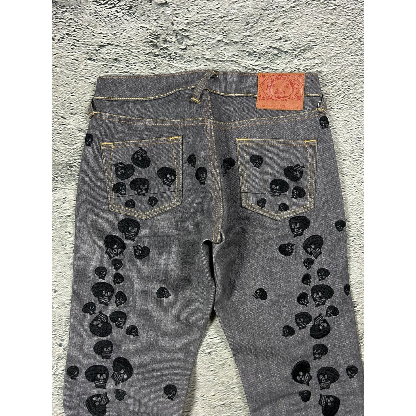 Evisu vintage daicock skull logo grey jeans black