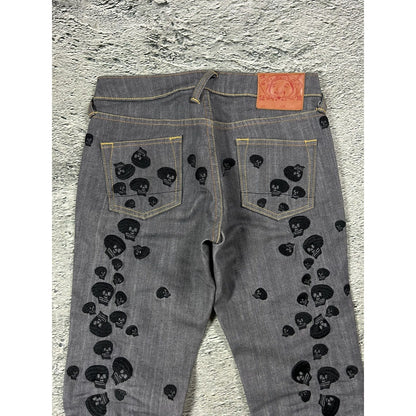 Evisu vintage daicock skull logo grey jeans black