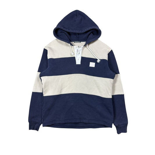 Acne Studios Striped Navy White hoodie face logo