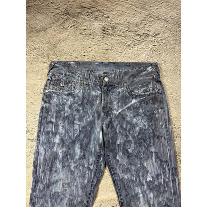 True Religion jeans washed denim white paited acidwash