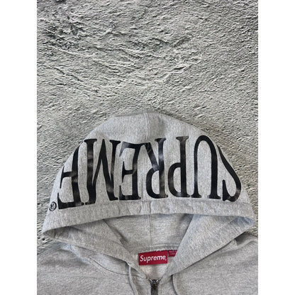 Supreme zip hoodie foil hood logo 2015 grey