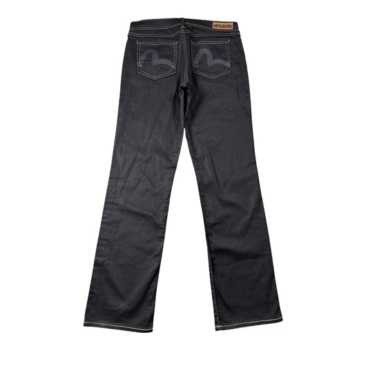 Evisu x Puma vintage waxed black jeans seagulls Y2K