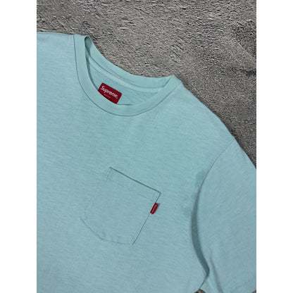 Supreme chest pocket T-shirt light blue turquoise