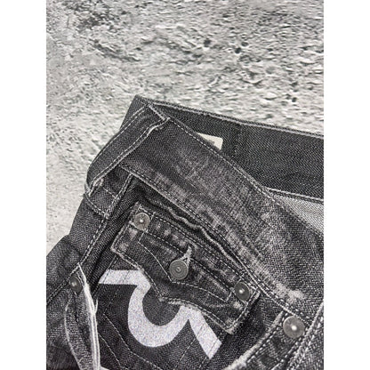 True Religion black dark grey jeans geno reflective