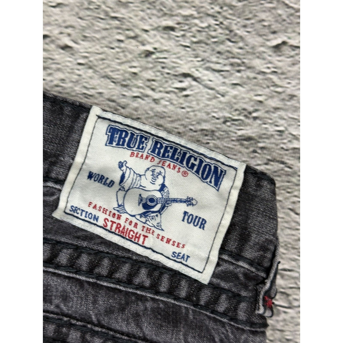True Religion gray red stitching vamp jeans straight denim