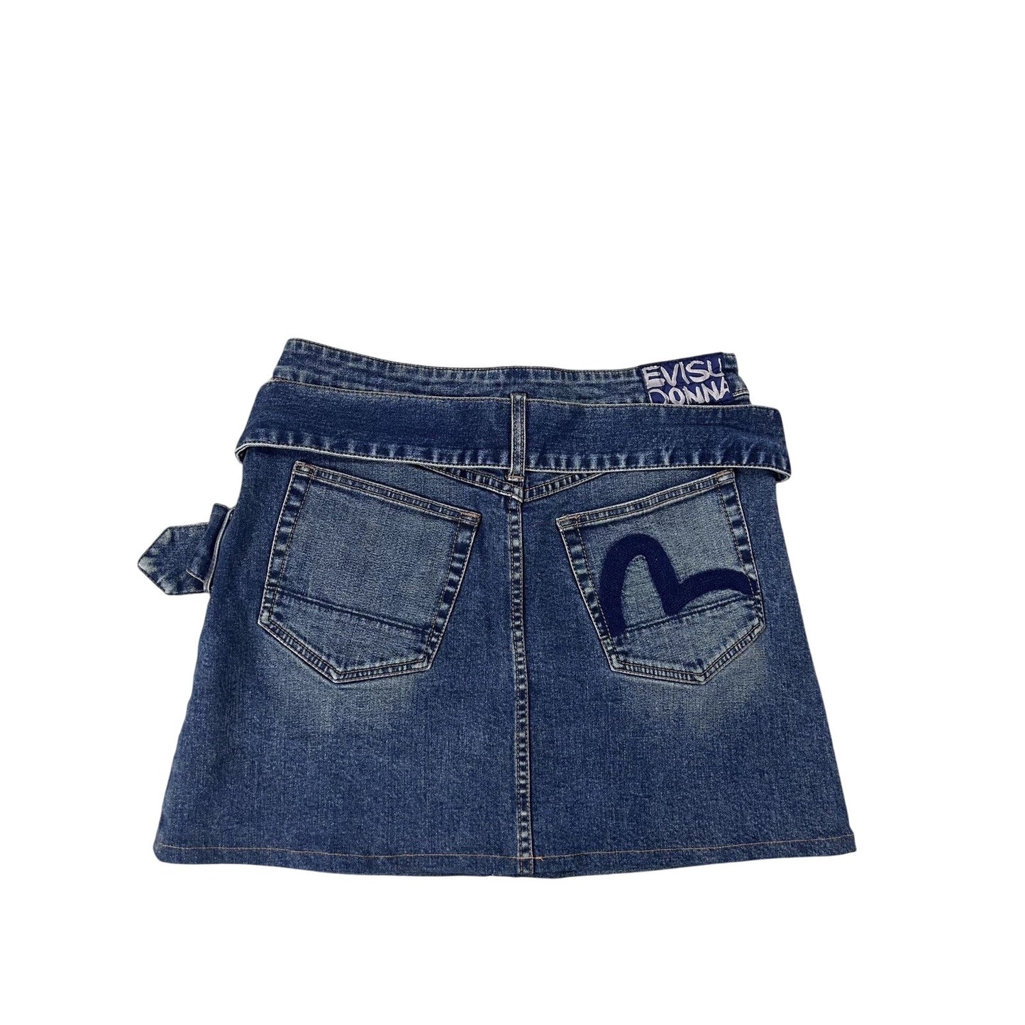 Evisu Donna vintage navy blue skirt seagulls Y2K